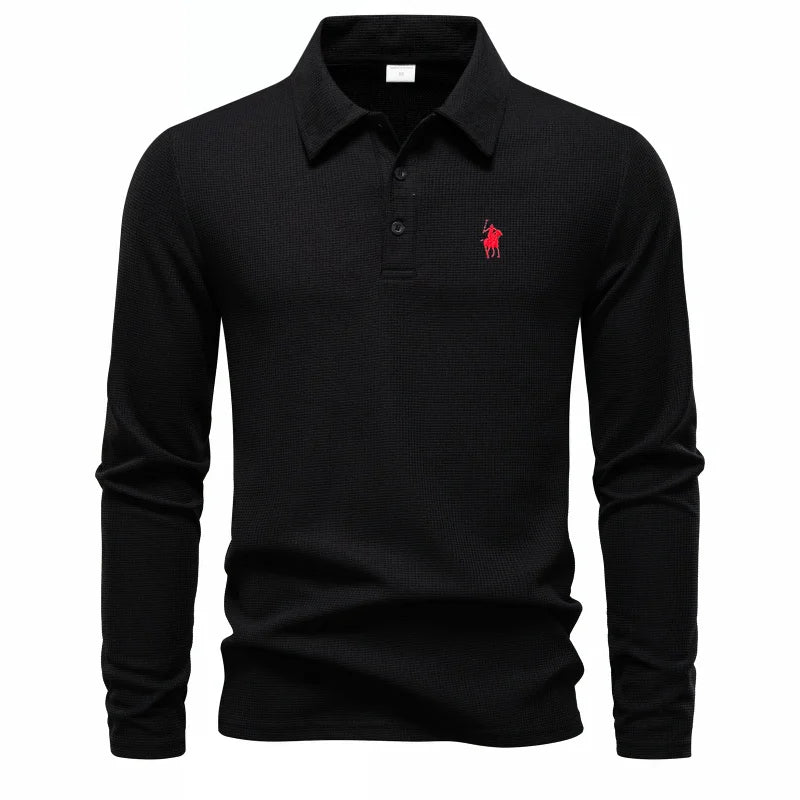 High end fashion polo shirt embroidered long sleeved men's clothing autumn new comfortable and breathable casual brand T-shirt