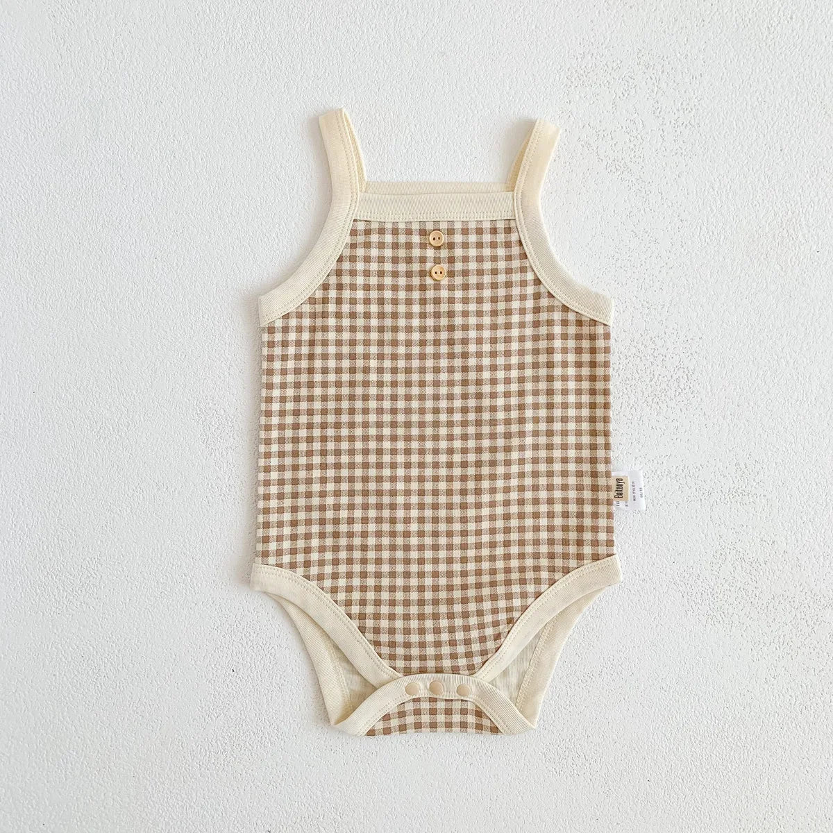 Baby Girls Jumpsuit - Soft Cotton Plaid Sleeveless Summer Romper with Snap Closure