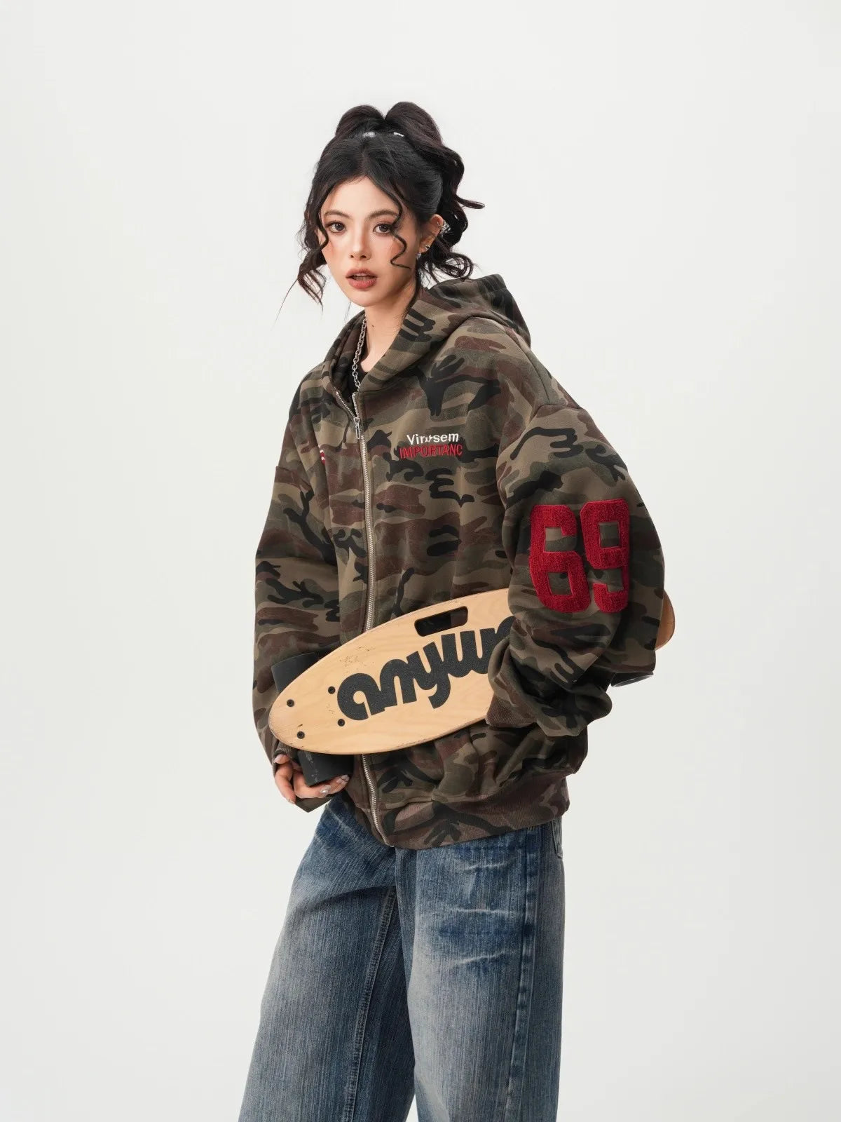 American High Street Camouflage Open Cardigan Hoodie For Men Women Spring Autumn Fashion Couple Zipper Jacket Loose Streetwear