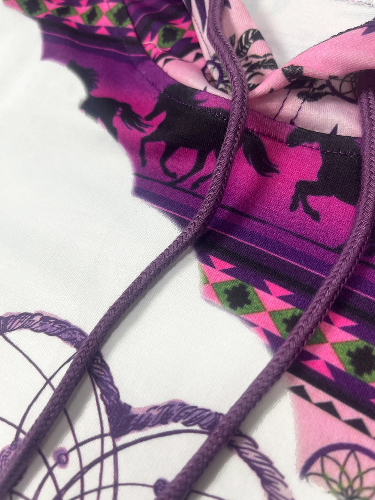 Women's casual fashion round neck pullover hoodie Western ethnic style retro print women's top hoodie