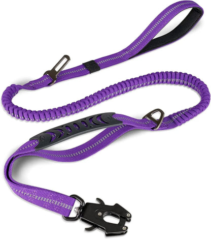 Reflective Shock Absorbing Pet Leashes with Car Seatbelt for Large Dogs Heavy Duty Tactical Bungee Dog Leash No Pull Dog Leash