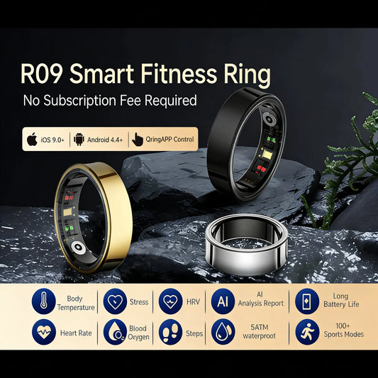 Amovan Smart Ring Premium Temperature Remote Control Sports Sleep Health Fitness Fasion Ring for Samsung iOS Phone for Woman Man