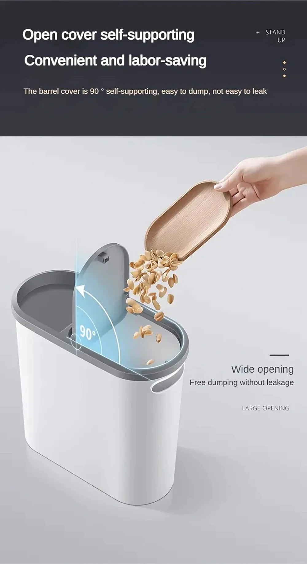 Slim Trash Bin with Lid - Space Saving Design for Bathroom Kitchen Living Room