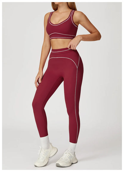 Fitness Suit 2PCS Yoga Set Women's Tracksuit Sports Outfits Gym Running Push Up Sportswear Legging Athletic Wear Workout Clothes