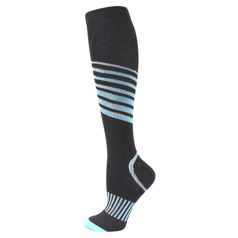 Compression Socks For Running & Sport - 20-30 mmHg Knee High Black Anti Fatigue