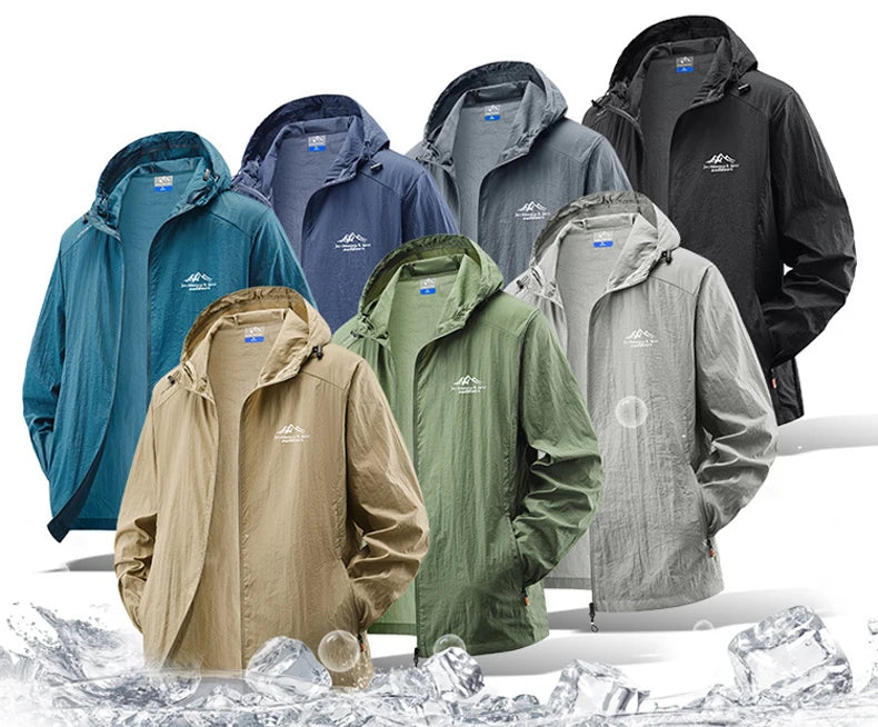 Summer Waterproof Hiking Jackets Men Fishing Cycling Hooded Gym Sports Running Coat Outdoor Sun-Protective Thin Jacket Clothing
