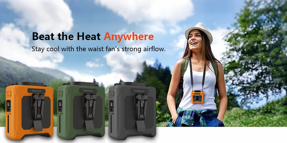 Portable Waist Fan Clip On,10000mAh Rechargeable Wearable Shirt Fan with Light,5 Speeds Belt Fans Cooling Fans for Outdoor