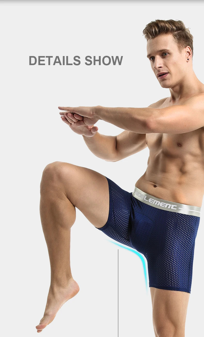 5-Pack of Ice Mesh Sports Underwear for Men, Anti-Wear Leg Running, Five-Point Extended Fitness Anti-Wear Crotch Extended Boxer