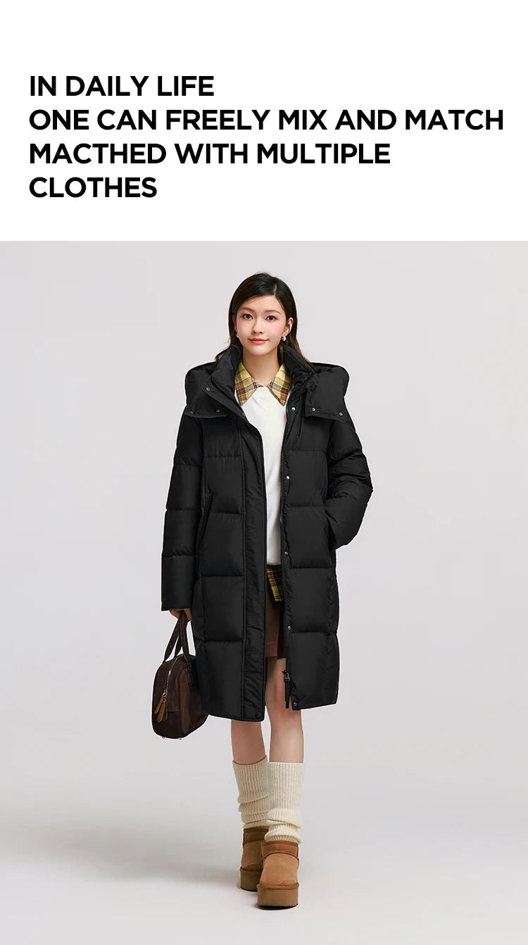 Semir Down Jacket Women Long Length Waterproof Oil-proof Stain-proof 2026 New Winter Detachable Hooded Winter Clothing Coats