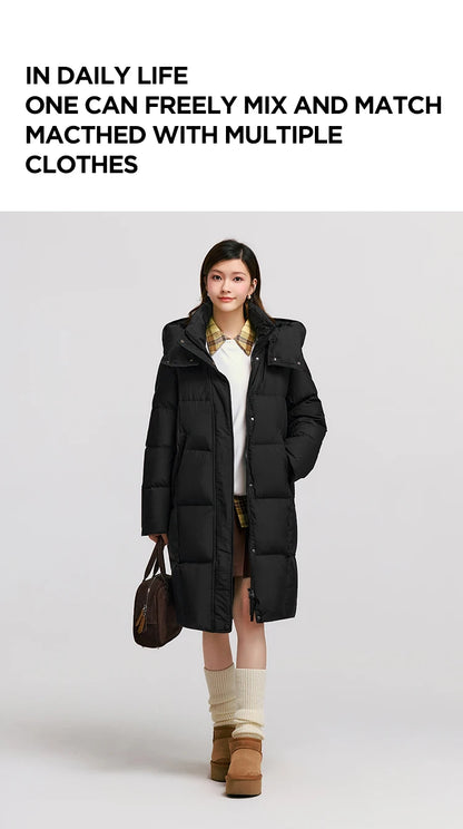 Semir Down Jacket Women Long Length Waterproof Oil-proof Stain-proof 2026 New Winter Detachable Hooded Winter Clothing Coats