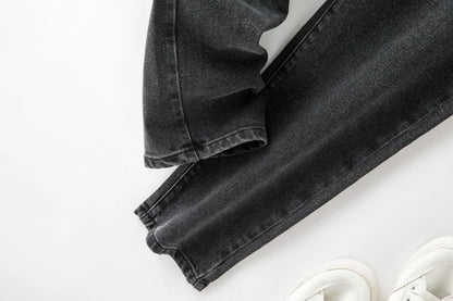 Plus Size Women Jeans Autumn Dark Blue 175cm Tall Stretchy and Loose Washing Straight 6XL 100Kgs Curve Lady Thin Lady Denim Pant