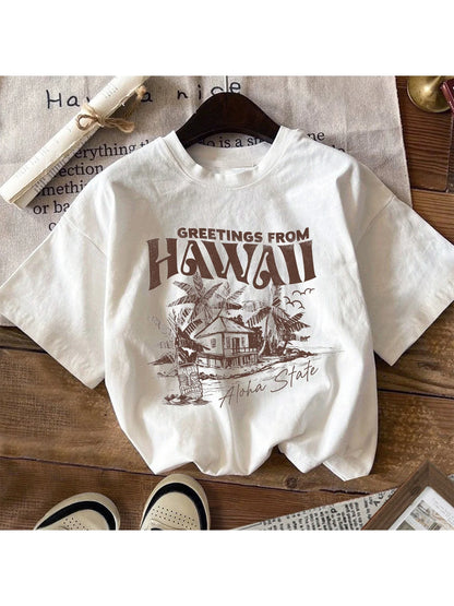 2026 casual and comfortable children's clothing house tree print short sleeved solid color top T-shirt, casual travel