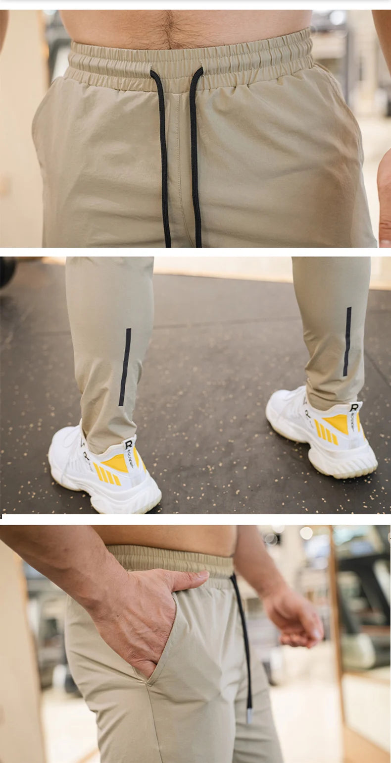 Ice Silk Sweatpants Men's Summer Ultra-thin Cooling Dry Fit Sports Pants Running Breathable Trousers Casual Fitness Leg
