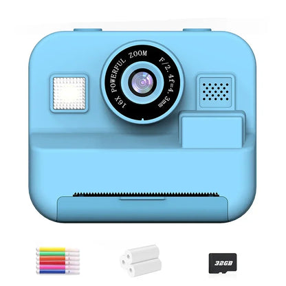 Kids Instant Print Camera - 48MP Digital Educational Thermal Photo Printer With 32GB Card