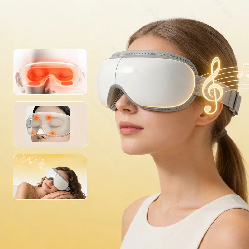 Heated Smart Vibration Eye Massager Airbag Compress Eye Care Instrument Bluetooth Music Eye Massage Sleepping Mask Relax Fatigue