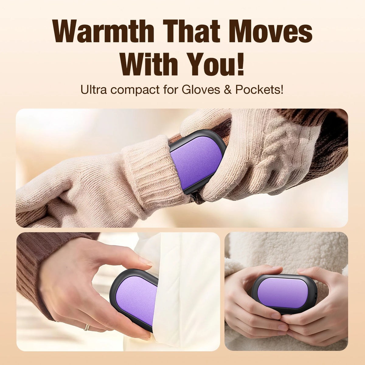 2-in-1 Magnetic Mini Hand Warmer with Three Levels of Temperature, Compact and Portable to Hold in Hand