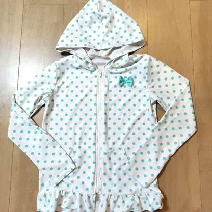 Japanese subculture Harajuku retro polka dot bow long sleeved women's zipper hooded sweatshirt American spicy girl trendy top