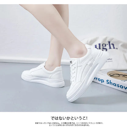 Outdoor Women Walking Shoes Skateboarding Shoes Women Sneakers PU Leather Lace-Up Breathable Jogging Casual Sneakers De Mujer