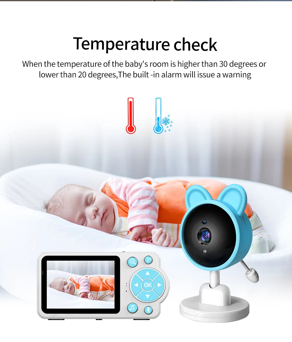 Baby monitor two-way audio voice intercom infrared night vision baby camera with monitor video surveillance security protection