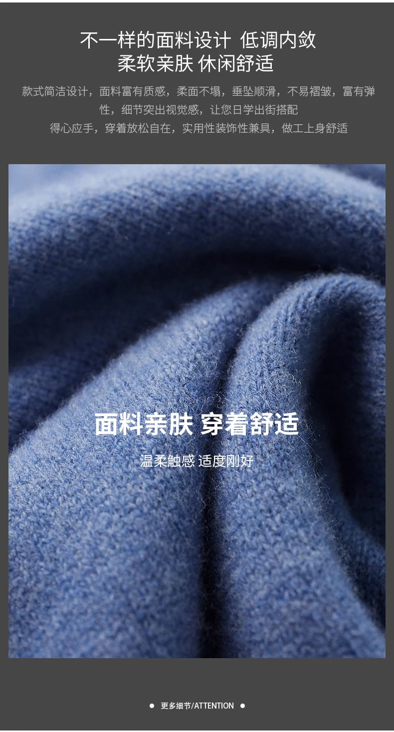 Winter Double Thick Men's Cashmere Sweater With Semi-High Neck High-End Warm Wool Knitted Bottoming Shirt