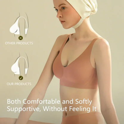 Plus Size Wireless Bra - Seamless Push Up Padded Plunge Bra with Adjustable Straps