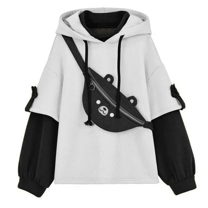 Y2K Clothes Cute bear backpack in spring and autumn  fashion Hoodie Women's winter Harajuku loose casual street clothes Japanese
