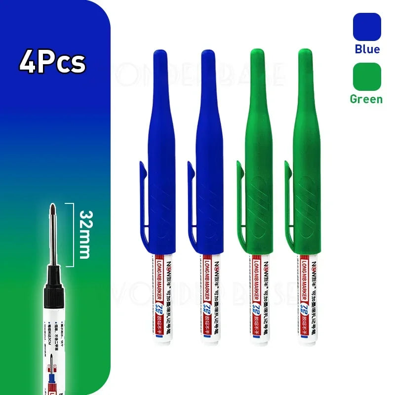 Waterproof Multi-Purpose 32mm Deep Hole Marker Pens - 1-8 Pcs in 4 Colors for Wood Tile Metal  Bathroom Use