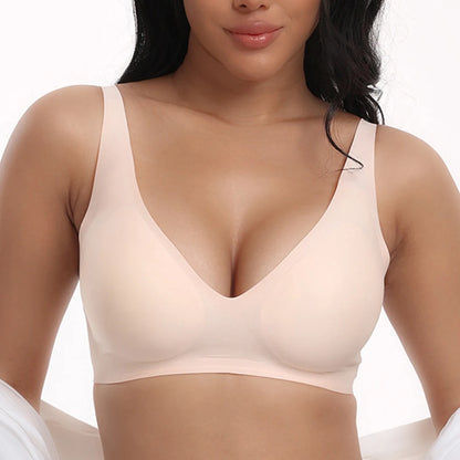 Deep V Jelly Bras Wireless Comfortable Bra Supportive No Underwire Bras Tshirt Push Up Bralette Pink Leopard Plunge Seamless Bra