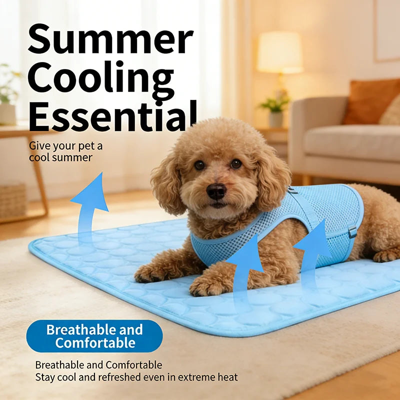 Pet Ice Silk Cooling Mat Summer Breathable Sleep Pad For Dogs Cats Non Slip Washable Sofa Bed Mat Self Cooling Portable Pet Mat