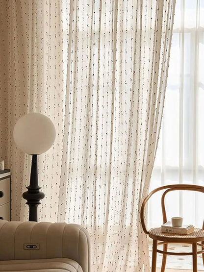 Linen Transparent Curtain – Vintage Rainbow Jelly Bean Design | Easy Hang Bay Window Panel
