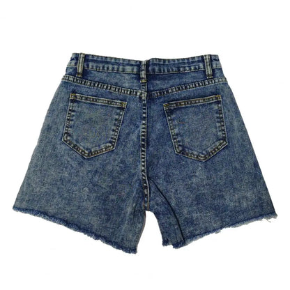 2025 Retro Distressed Ripped Edge Women Shorts High Waist Washed Butt-lifted Slim Fit Side Pockets Casual Club Party Short Pants
