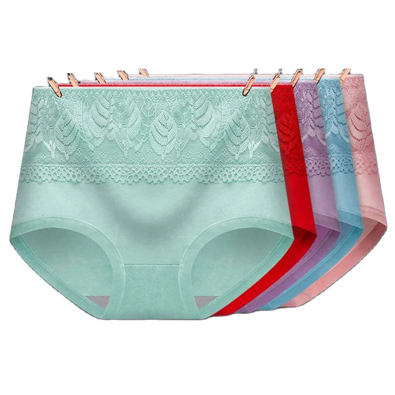 5Pcs/Set High Waist Cotton Panties Women Body Slimming Underwear Fashion Print Briefs Ladies Panty Breathable Female Lingerie