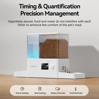 ROJECO 8.5L Automatic Pet Feeder Water Fountain WIFI APP Remote Control Smart Dog 5L Food Dispenser 3.5L Gravity Water Drinker ﻿