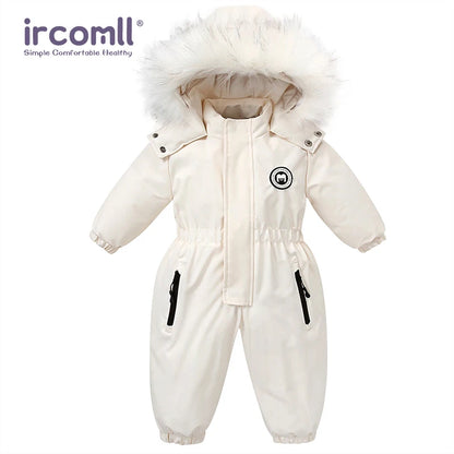 Kids Winter Snowsuit - Waterproof Toddler Snow Jumpsuit with Plush Velvet Jacket