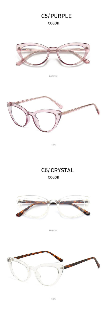 Computer Glasses Women | Anti Glare Cat Eye Reading Glasses With Clear Lenses & Plastic Frame