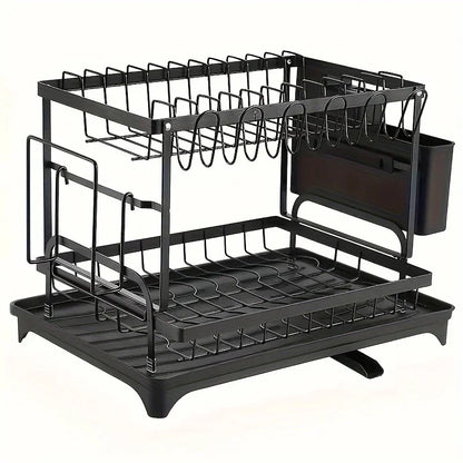 Multifunctional Countertop Dish Rack Kitchen Drain Storage Organizer with Cup Knife Chopsticks Holder New for Home Kitchen Use
