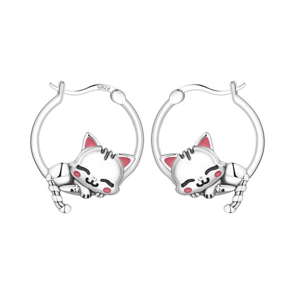 PANPOKI Original 925 Sterling Silver Blue Green Chameleon Earrings Women Hoop Earring Anniversary Jewelry Trendy Gifts