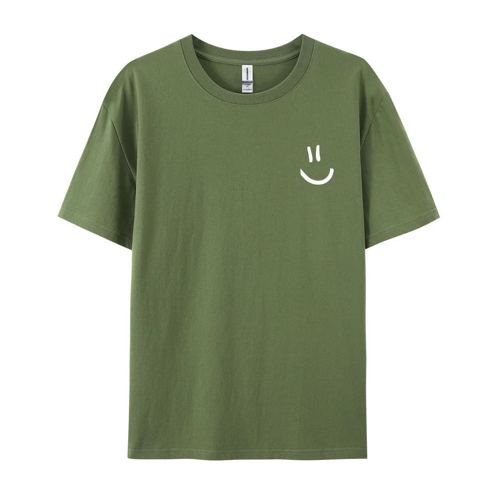 Men Graphic T Shirt - Minimalist Smile Print Cotton Tee | Breathable Summer Casual
