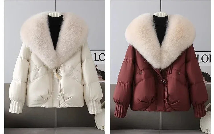 2026 Winter Thicke Warm Women's Parkas Removable Fur Collar Bread Coat Loose Chic Down Cotton Padded Casual New Coat Outwear