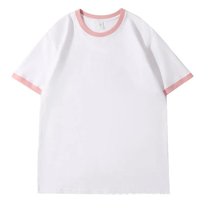 210G Heavy Cotton Men's T-shirt Edge-bumping O-Neck Short-sleeved Man T shirt Contrasting Color Splicing Men T-shirt Tops Tees