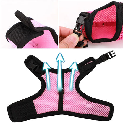 Solid Adjustable Pet Harness and Leash for Rabbit Bunny Cat Ferrets Outdoor Walking Pets Supplies Lapin Accessoires Pour Animaux