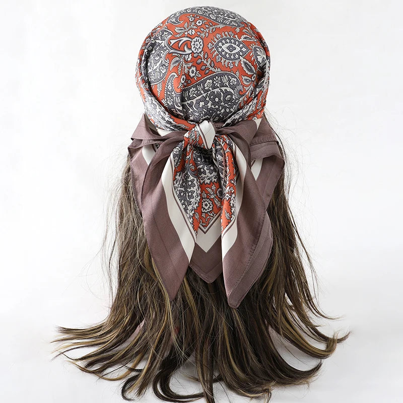 Luxury Silk Head Scarf - Soft Summer Foulard Bandana for Women
