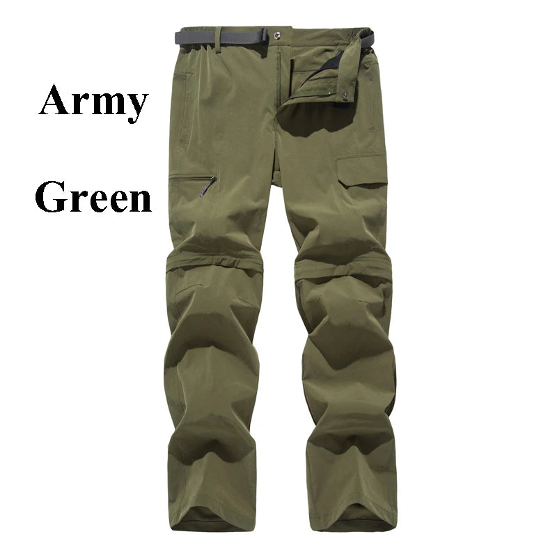 NUONEKO New Elastic Mens Hiking Pants Outdoor Sport Summer Quick Dry Waterproof Detachable Camping Trekking Climbing Cargo Pants