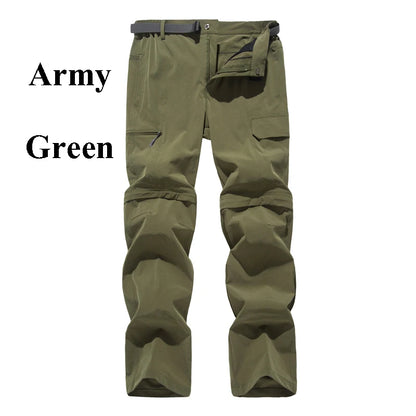 NUONEKO New Elastic Mens Hiking Pants Outdoor Sport Summer Quick Dry Waterproof Detachable Camping Trekking Climbing Cargo Pants