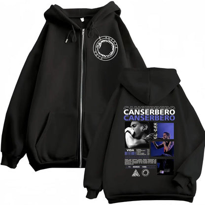 Canserbero All We Need Is Love Muerte Vida Merch Zipper Hoodie Men's Fashion Hip Hop Zip Up Sweatshirts Casual Fleece Pullovers