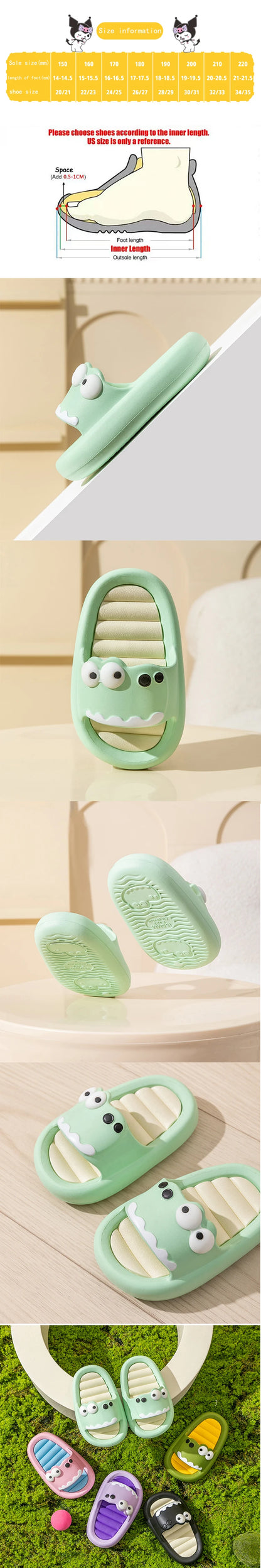 Children Dinosaur Slippers - Soft Soled Anti Skid Kids Summer Shoes Sandals