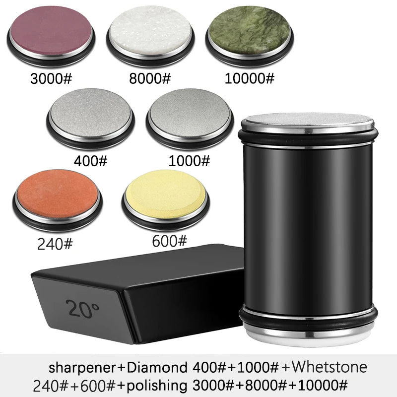 Rolling Knife Sharpener | Double Sided Diamond Sharpening Stone with Magnetic Angle