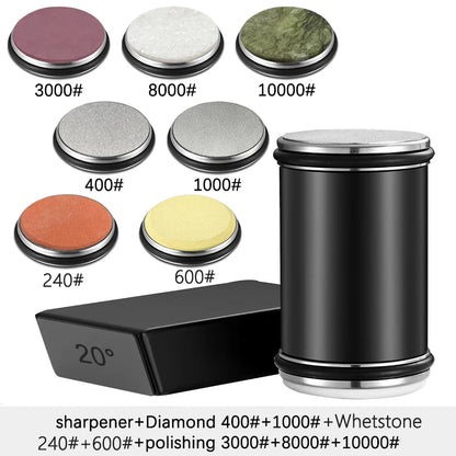 Rolling Knife Sharpener | Double Sided Diamond Sharpening Stone with Magnetic Angle