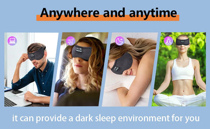 Headphones 5.3 Bluetooth Eye Mask, Wireless Sleeping Eye Mask for Men Women, Travel Eye Cover Light Block with Music