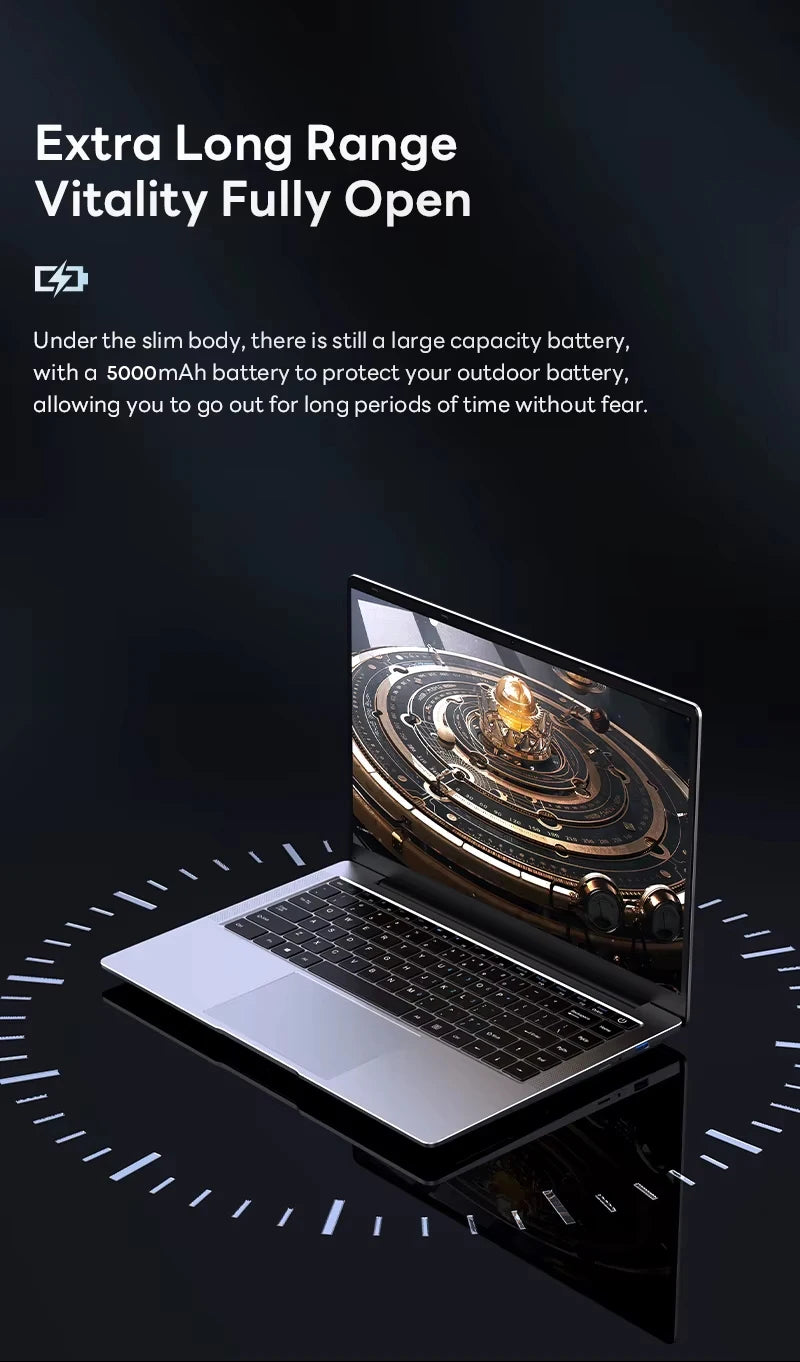 Xiaman Ultra Slim Windows 11 Laptop Computer 14.1" 12GB RAM 1TB SSD Intel Atom A3950 Notebook 1920*1080 Office Study Computer PC